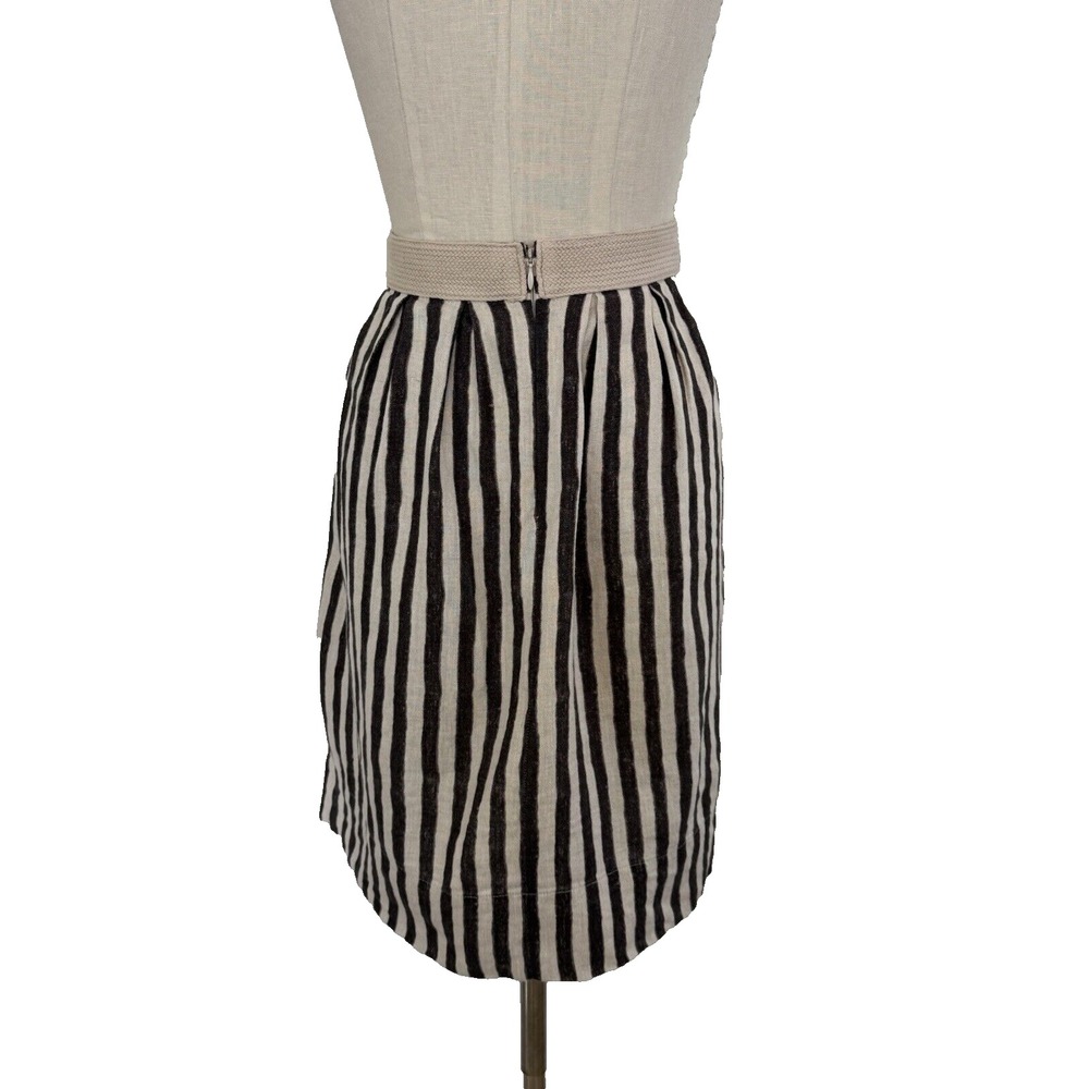 Ann Taylor LOFT 100% Linen Striped Skirt Knee Length Size 4 Classic with Pockets - Picture 3 of 10